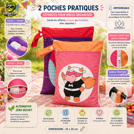 Sac réutilisable enfant 2 compartiments pour goûter et école