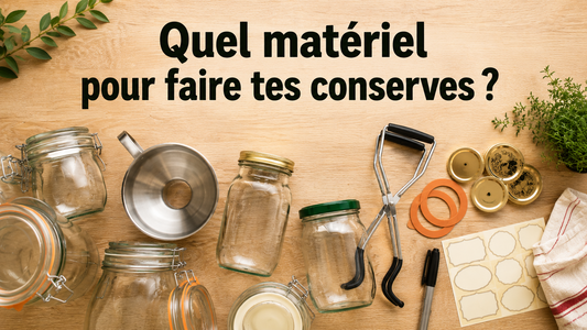Des bocaux, un entonnoir, une pince, des joints, des couvercles... Le matériel pour se lancer dans les conserves.