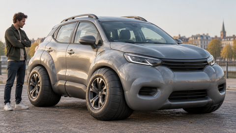 Voiture avec des roues sur-gonflées et des pare-chocs énormes. 