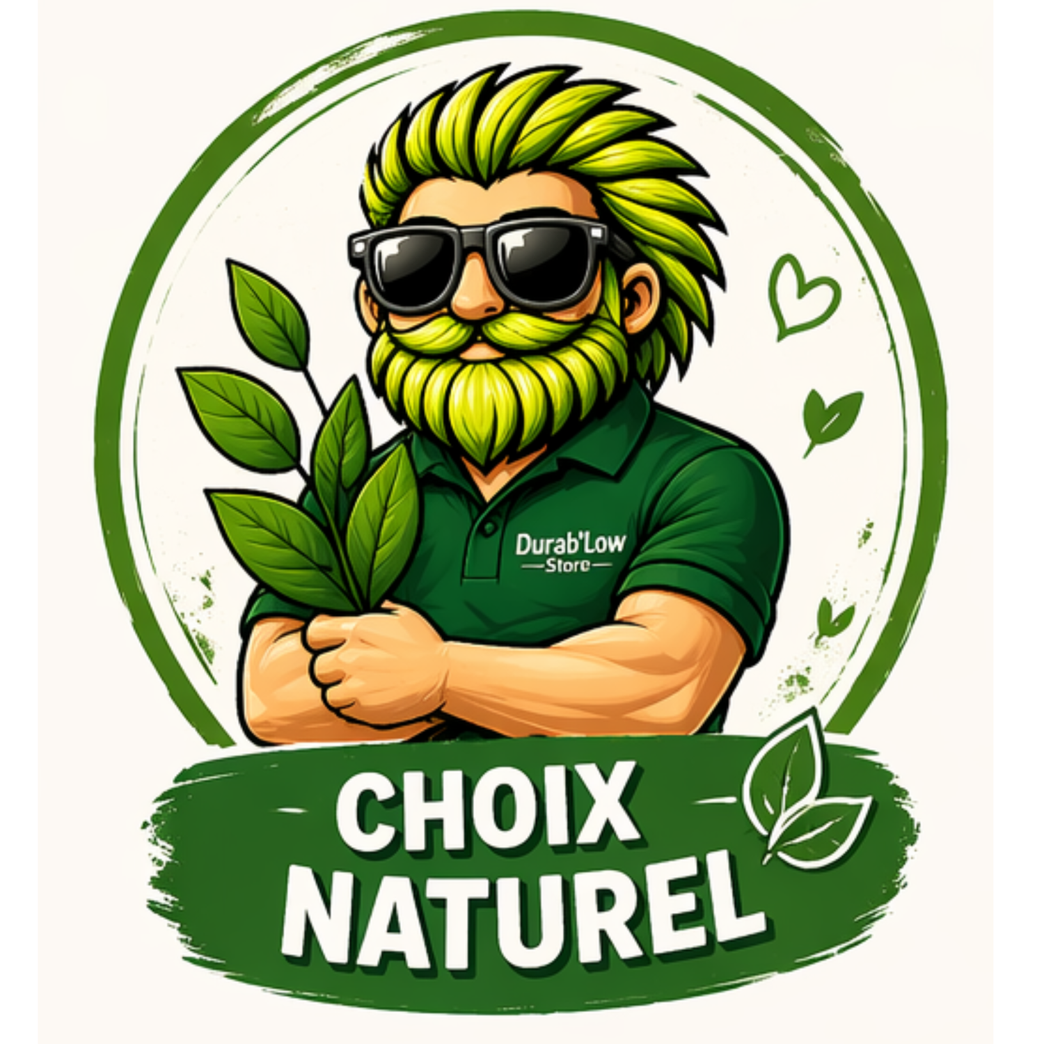 Collection Naturel représentée par son logo de label. La mascotte Low tient une branche feuillue.