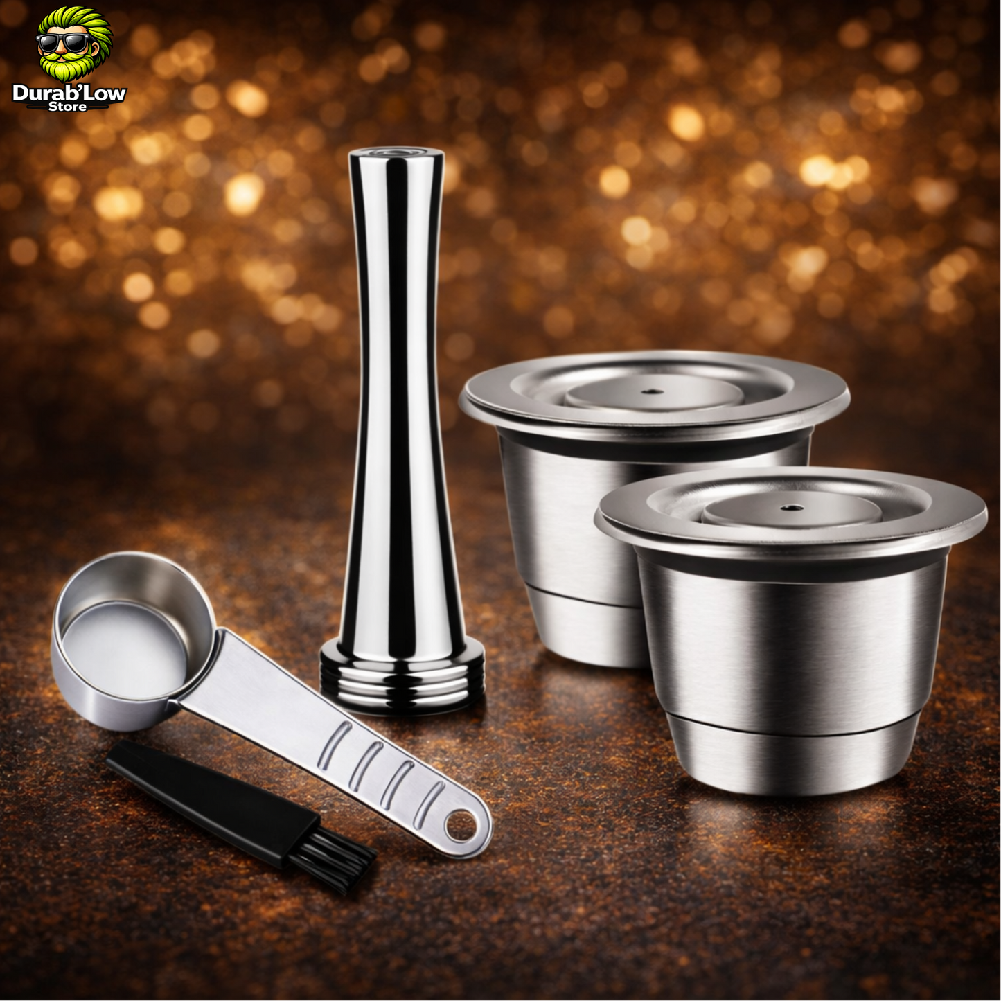 Lot 2 capsules Nespresso réutilisables inox avec tasseur