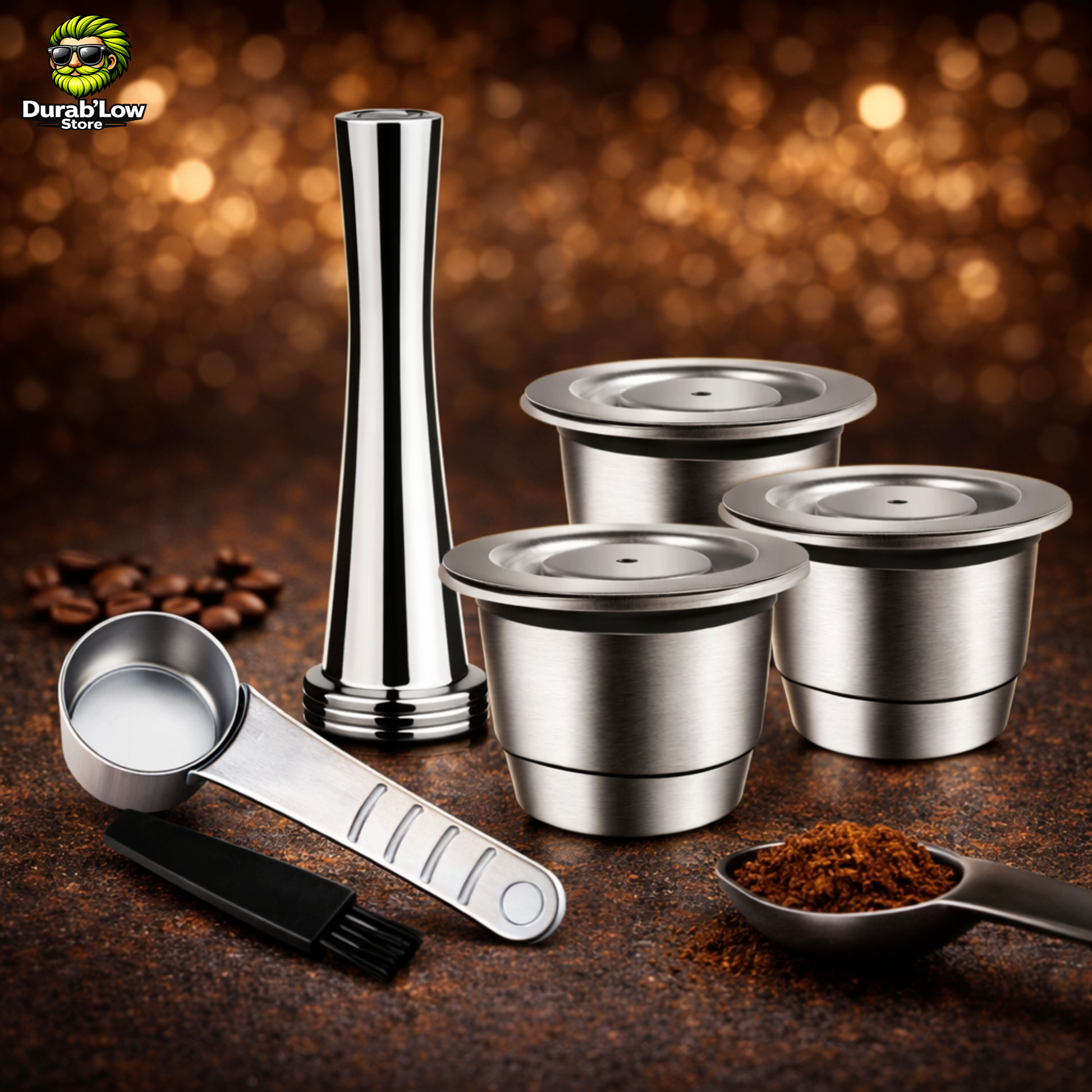 Lot 3 capsules Nespresso réutilisables inox avec tasseur