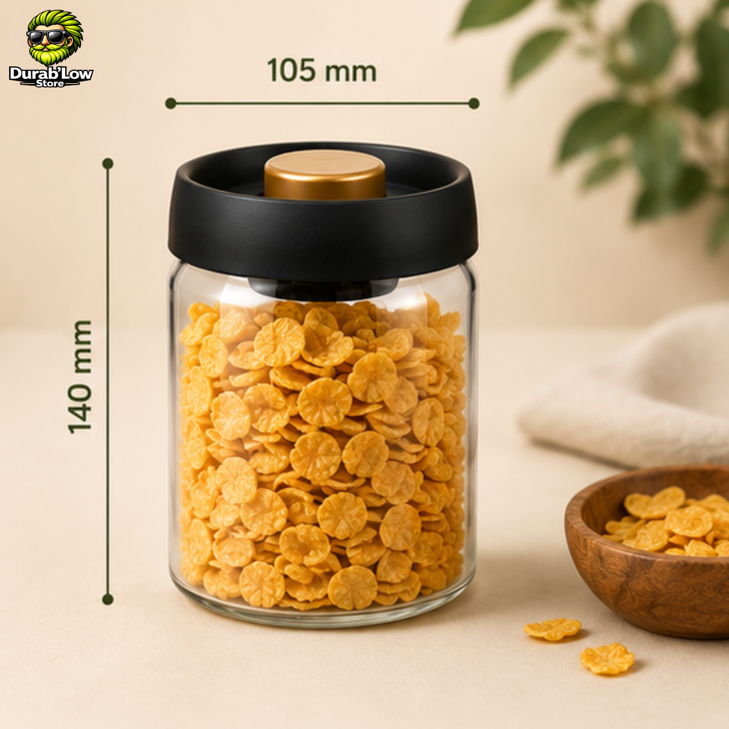 Bocal rempli de céréales. Contenance 900ml.