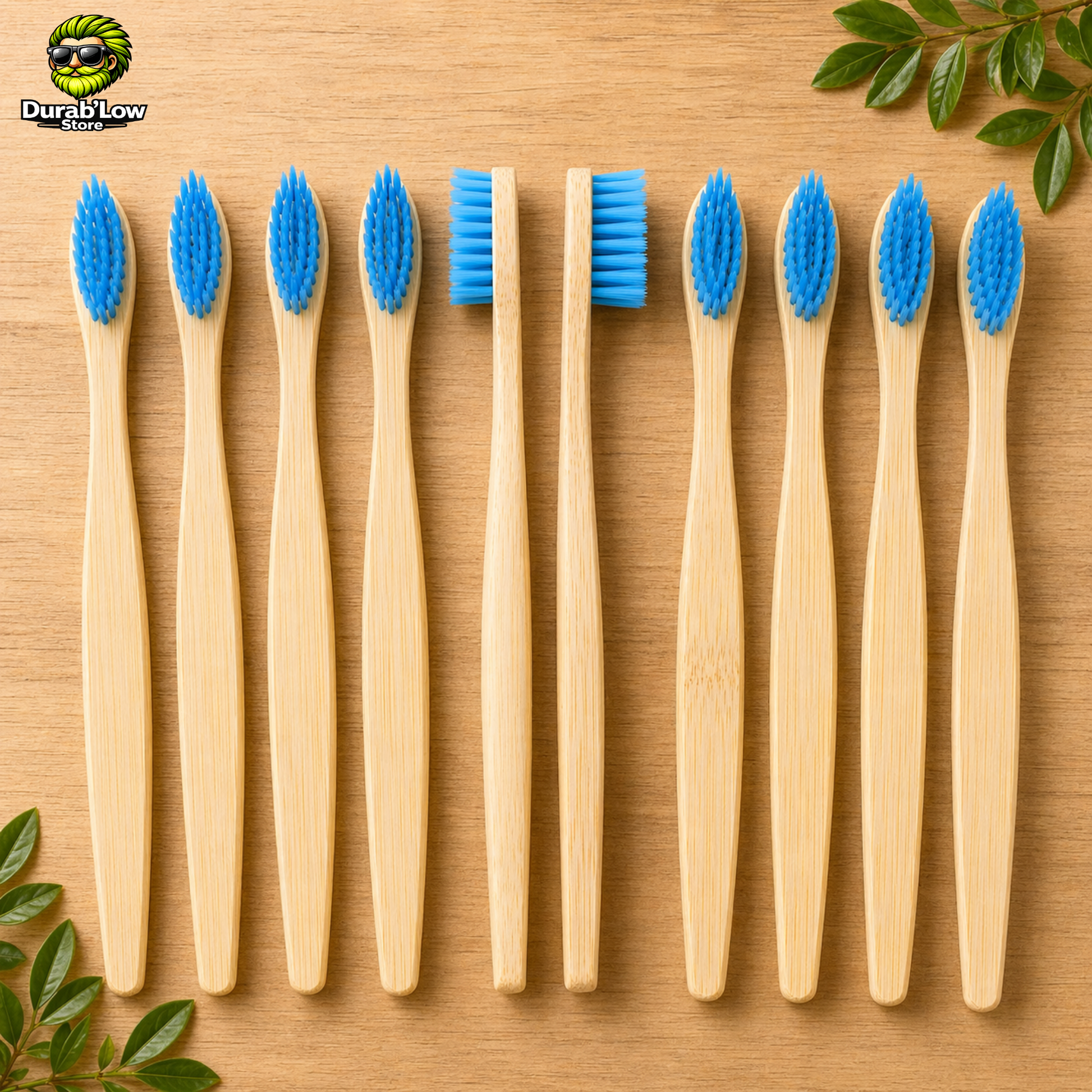 Brosse à dents bambou biodégradable coloris bleu
