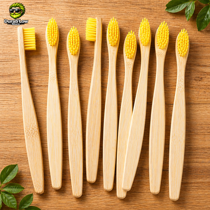 Brosse à dents bambou 100% biodégradable coloris jaune