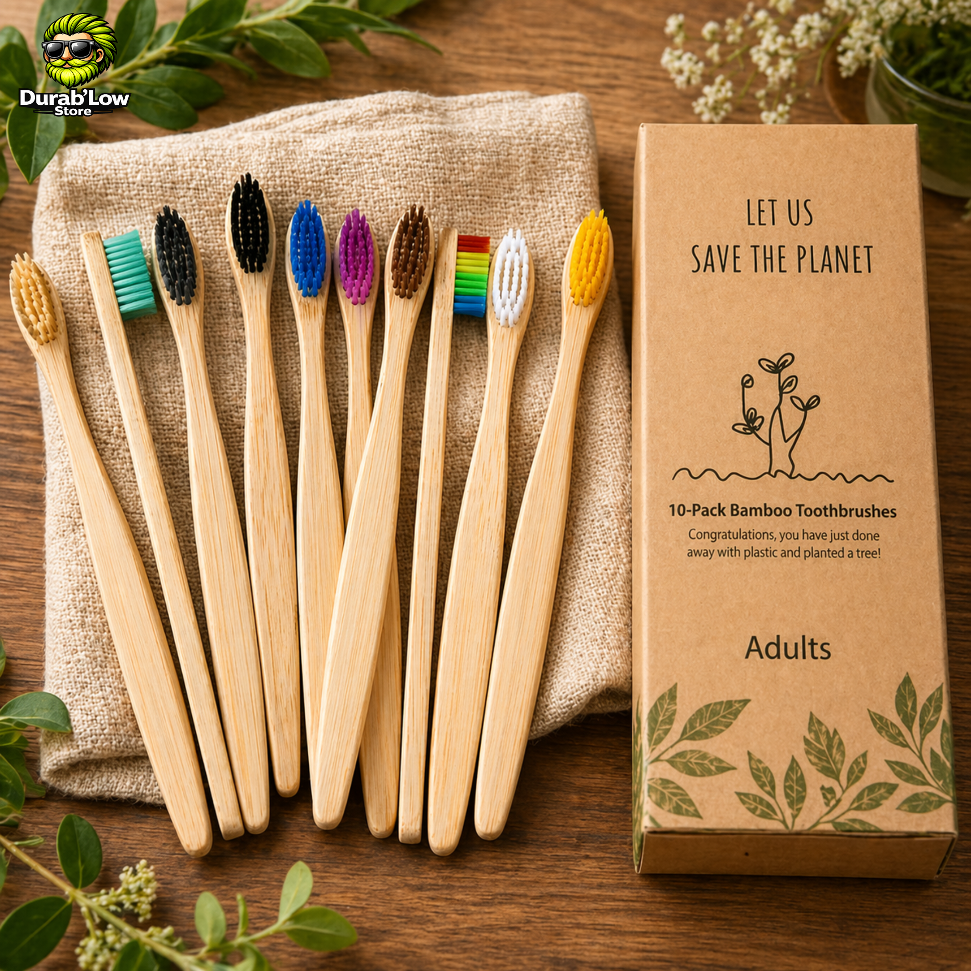 Lot brosses à dents bambou multicolore - alternatives zéro déchet