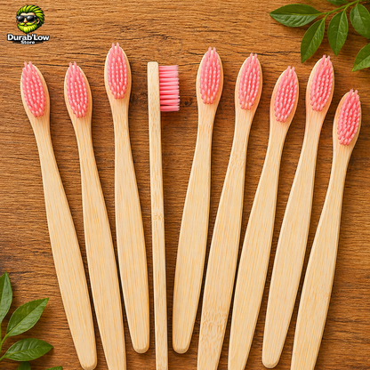 Brosse à dents bambou biodégradable coloris rose