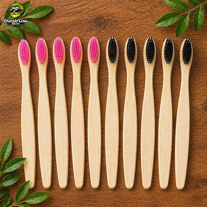 Brosse à dents bambou biodégradable coloris rose et noir
