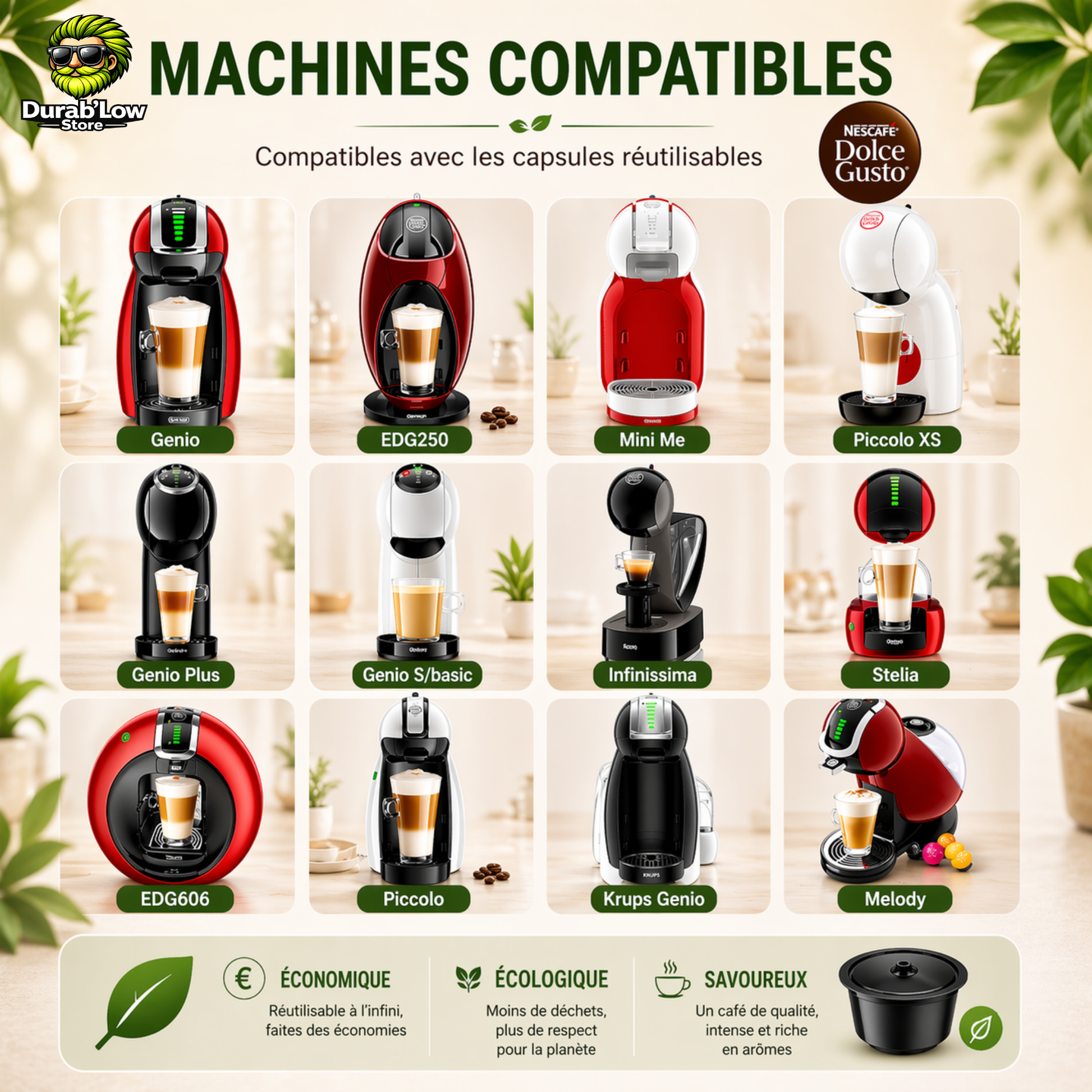 Capsule Café Dolce Gusto Réutilisable liste des machines compatibles