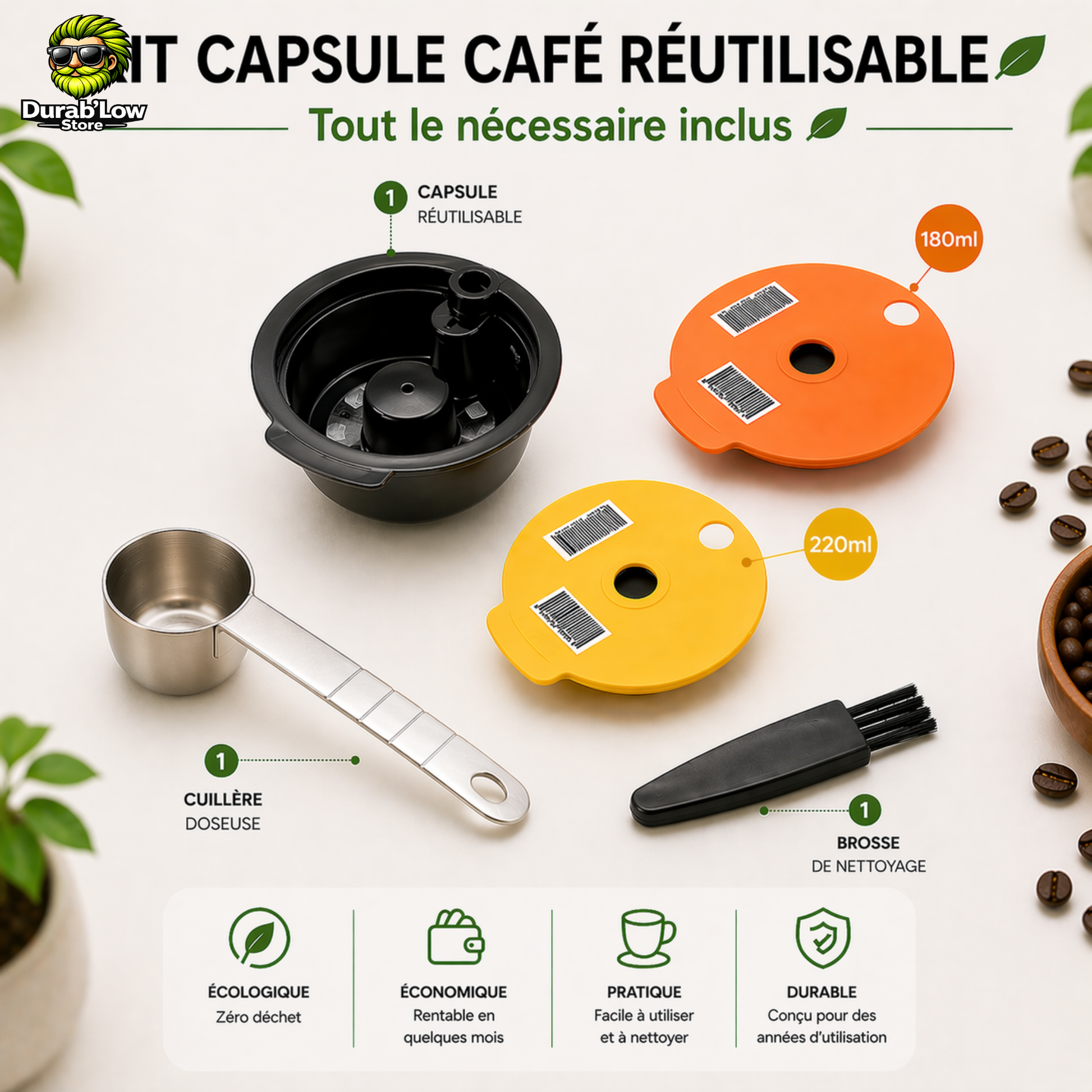 Kit Capsule Café Tassimo 180+220ml avec tasseur et filtres
