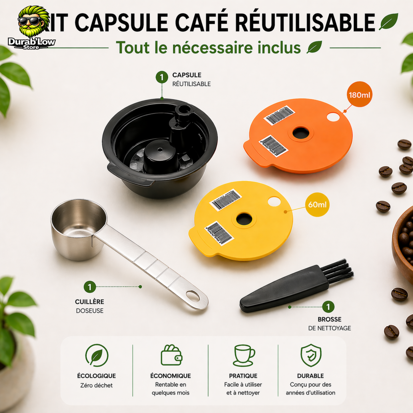 Kit Capsule Café Tassimo 60+180ml avec tasseur et filtres