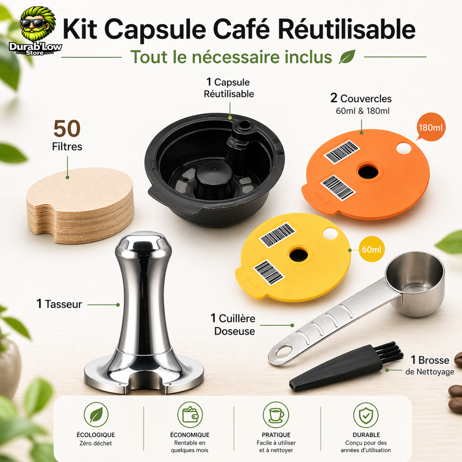 Kit Capsule Café Tassimo 60+180ml avec tasseur et filtres