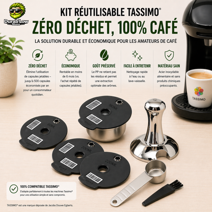 Capsule Café Tassimo Réutilisable sur plan de travail avec une cafetière