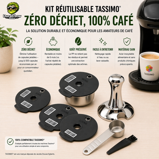 Capsule Café Tassimo Réutilisable sur plan de travail avec une cafetière