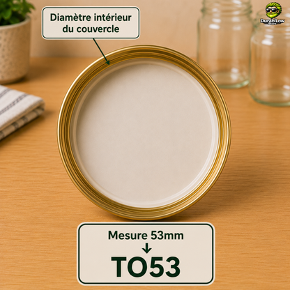 Zoom sur un couvercle TO53 et indication de la prise de cote pour choix de la taille. 