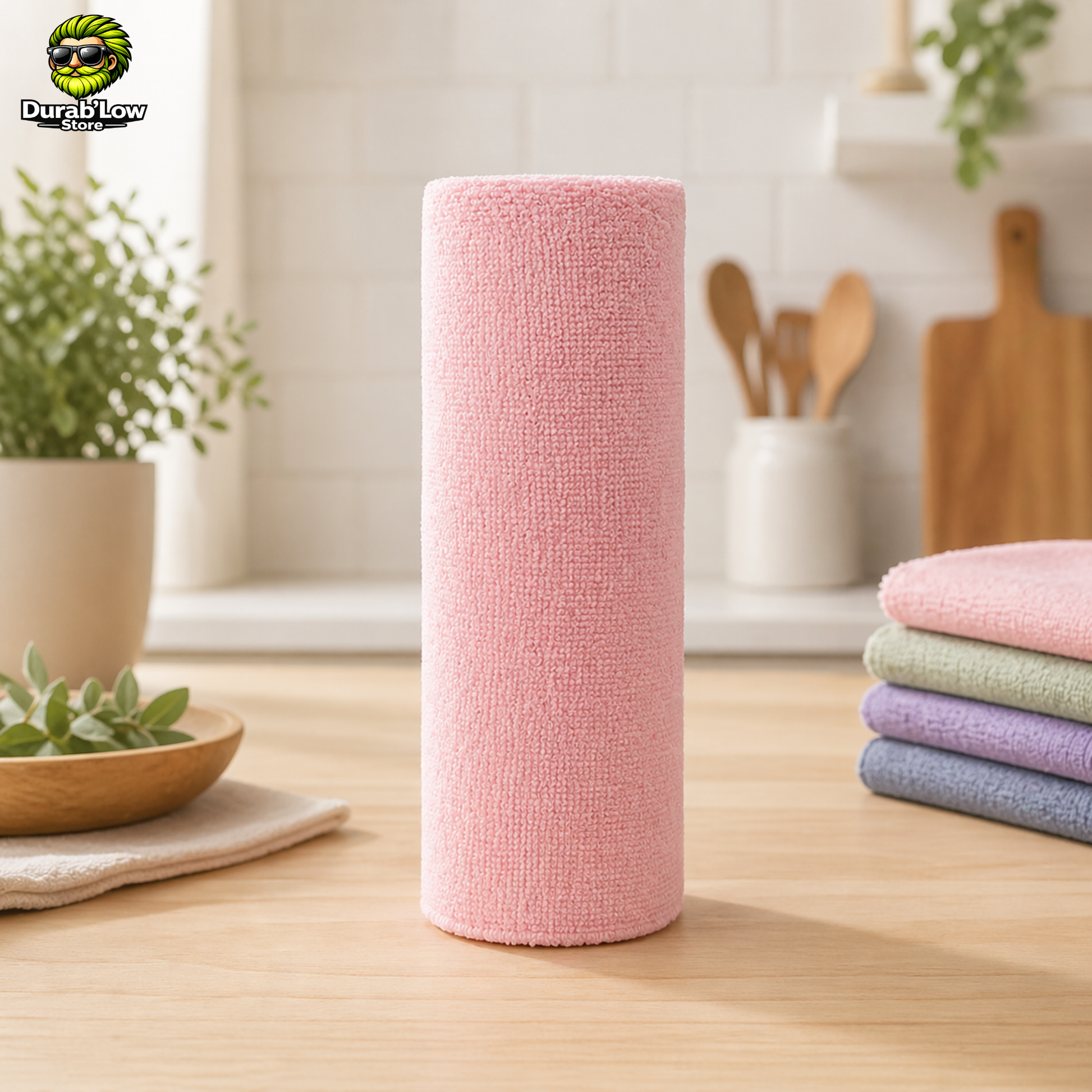 Essuie-tout réutilisable microfibre coloris rose