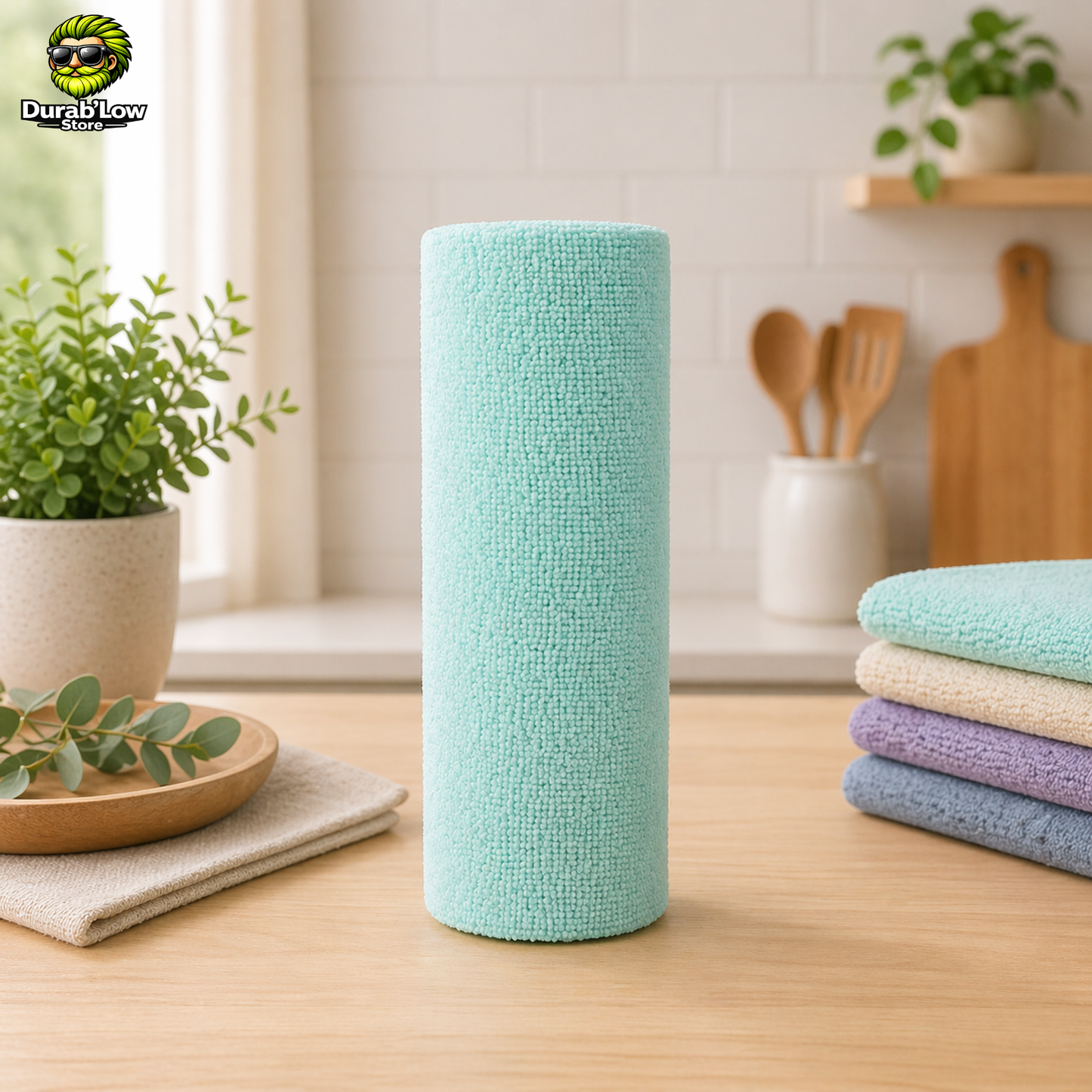 Essuie-tout réutilisable microfibre coloris turquoise