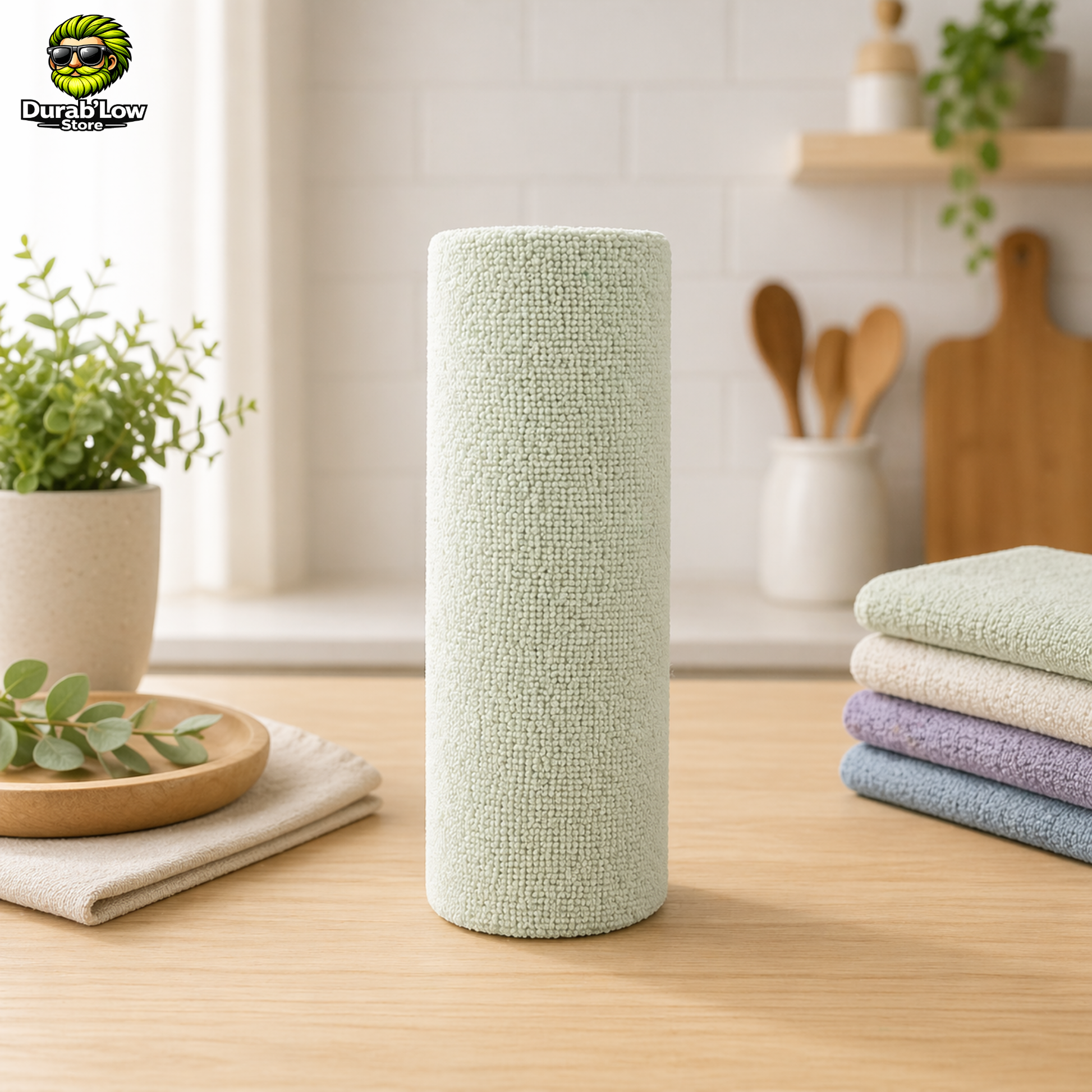 Essuie-tout réutilisable microfibre coloris vert clair