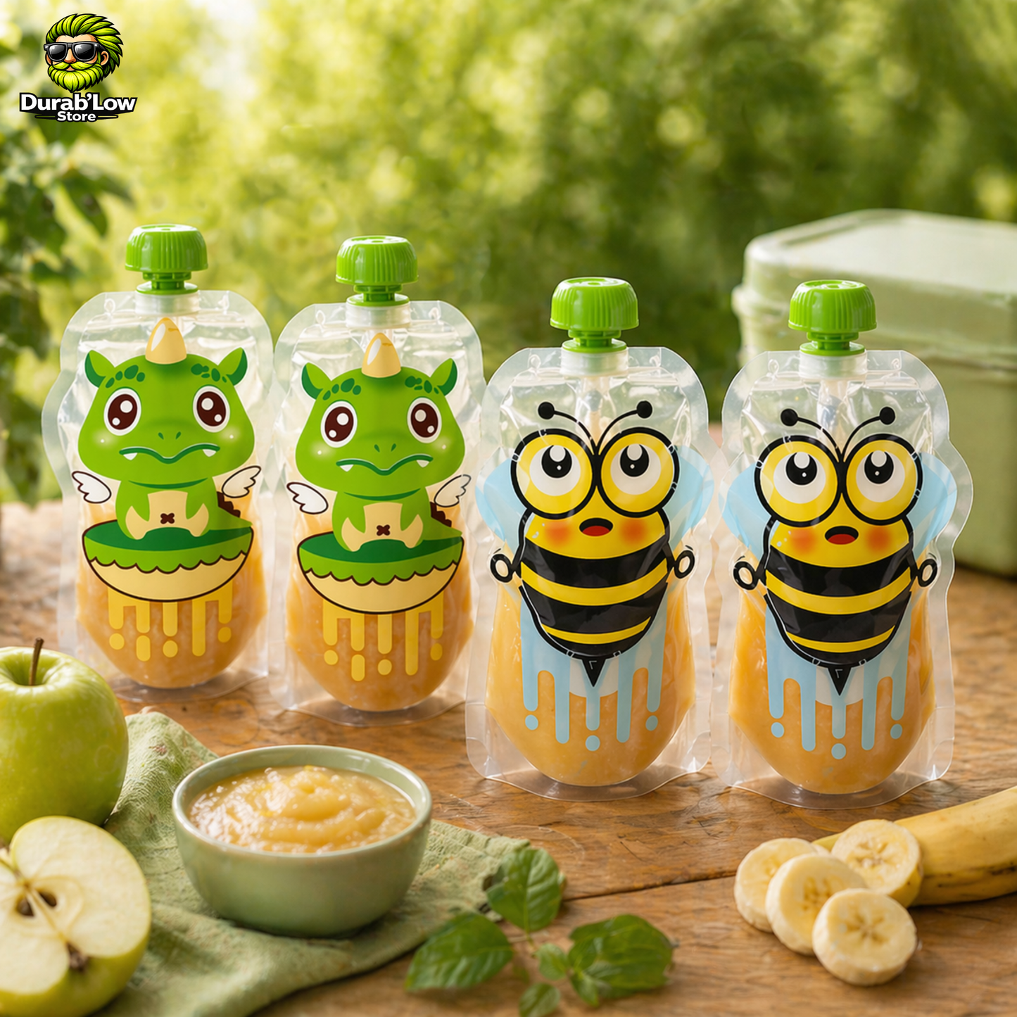 Gourdes compote réutilisables pour enfant sans BPA - lot de 4