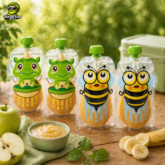 Gourdes compote réutilisables pour enfant sans BPA - lot de 4
