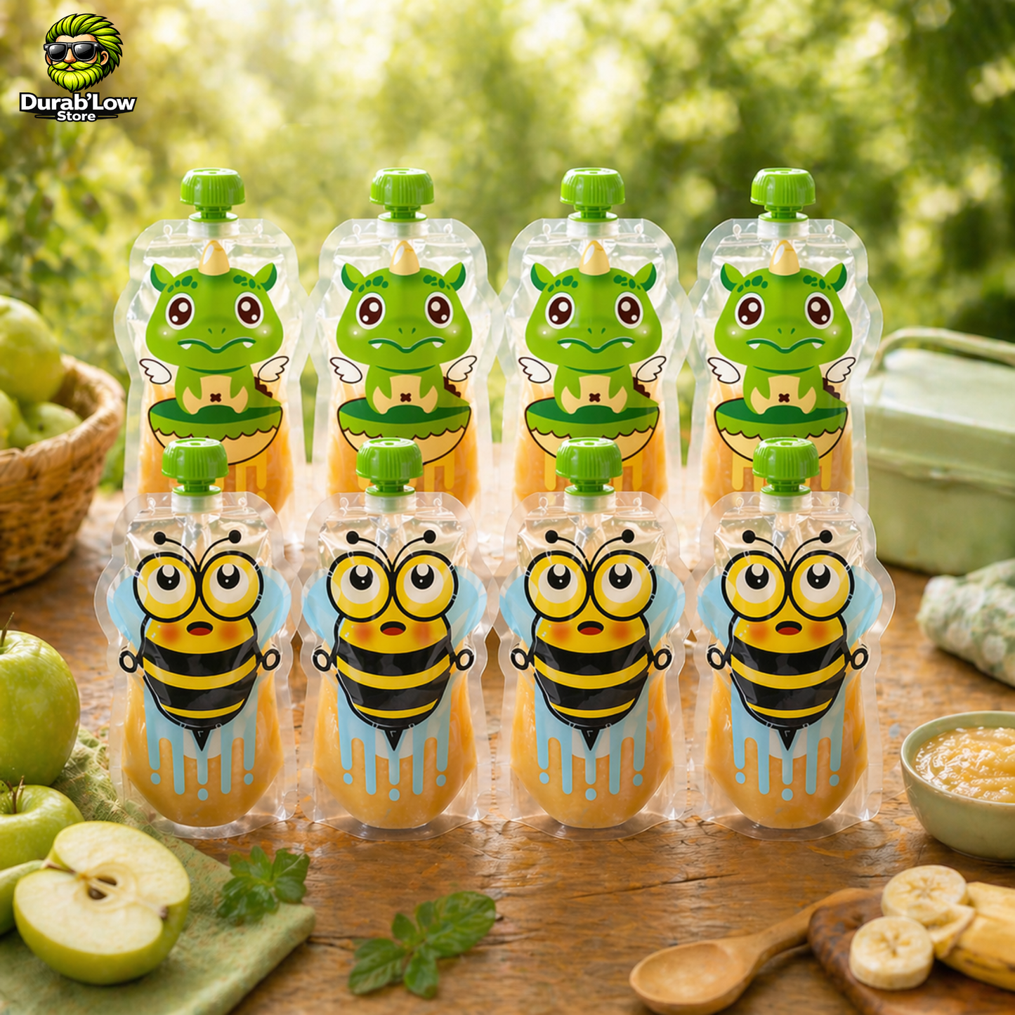 Gourdes compote réutilisables pour enfant sans BPA - lot de 8