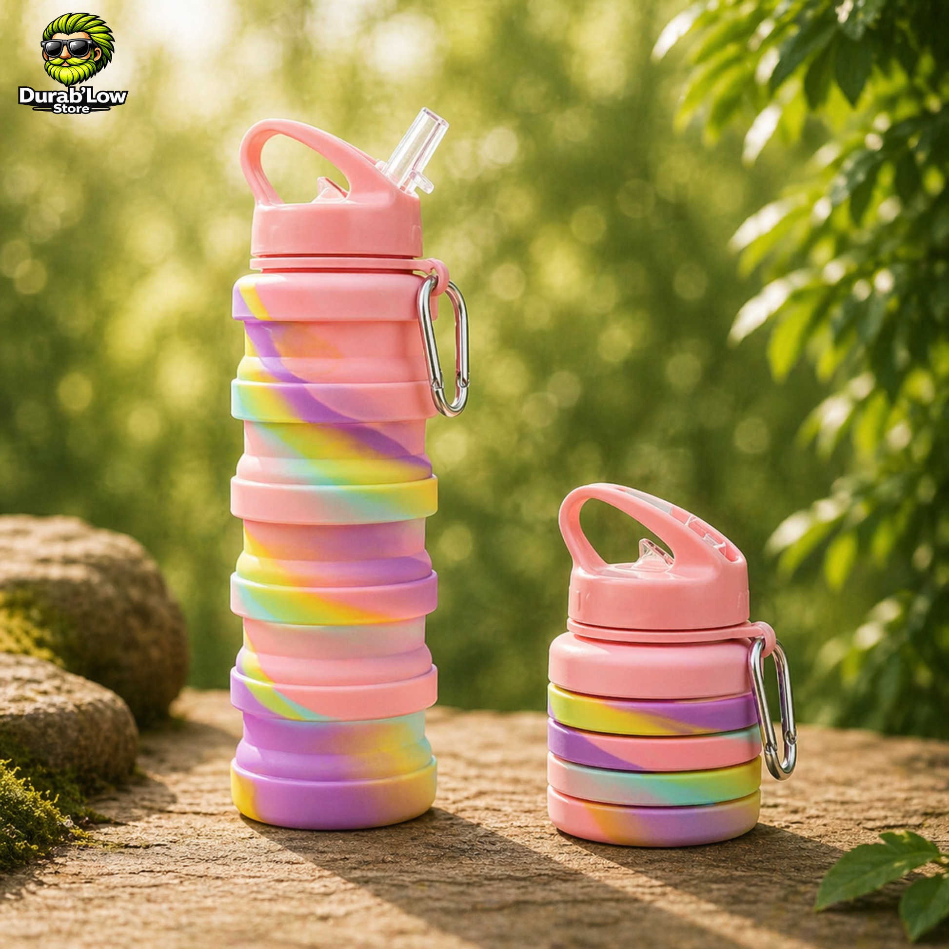 Gourde télescopique réutilisable coloris Rose à Jaune