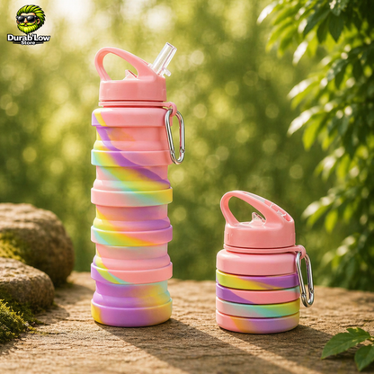 Gourde télescopique réutilisable coloris Rose à Jaune