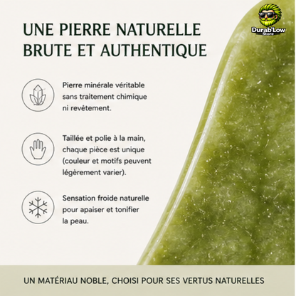 Zoom sur la matière du Gua Sha. 3 avantages sont listés.