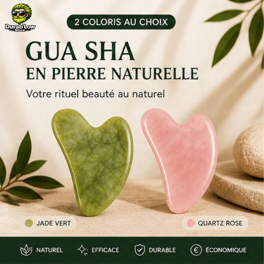 Gua Sha vert et GUa sha rose.Feuille de bambou à gauche et à droite, pierres empilées, esprit zen. 