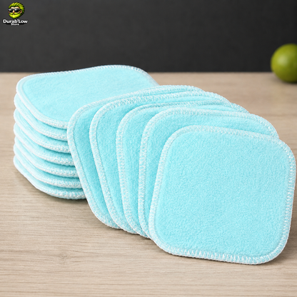 Lot de 10 lingettes démaquillantes lavables en bambou, couleur bleu glacier.