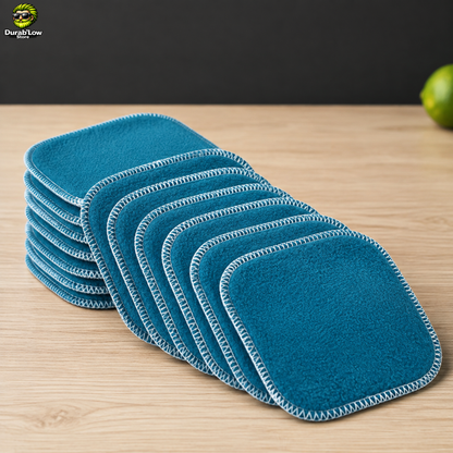 Lot de 10 lingettes démaquillantes lavables en bambou, couleur bleu océan.