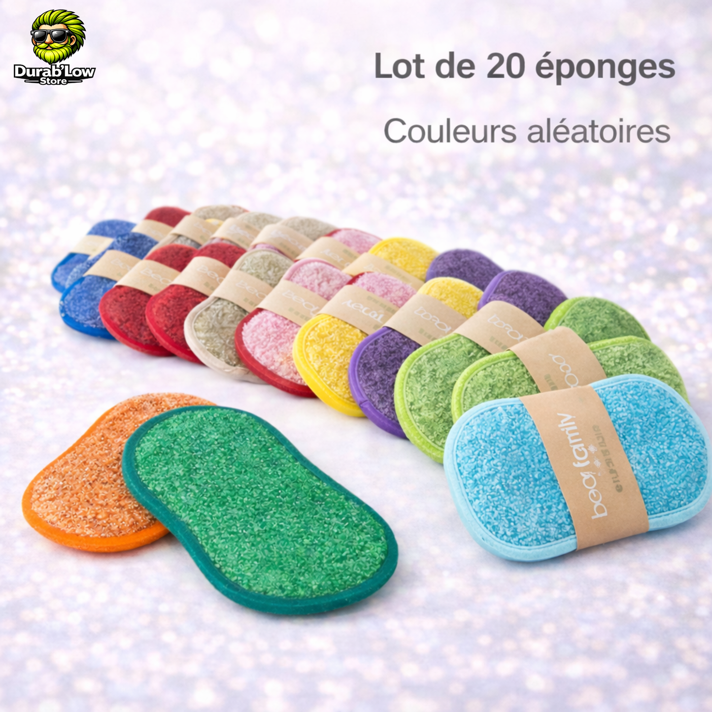 Lot 20 éponges lavables microfibre réutilisables