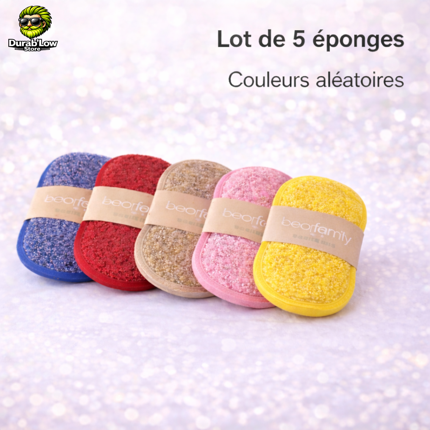 Lot 5 éponges lavables microfibre multicolores réutilisables