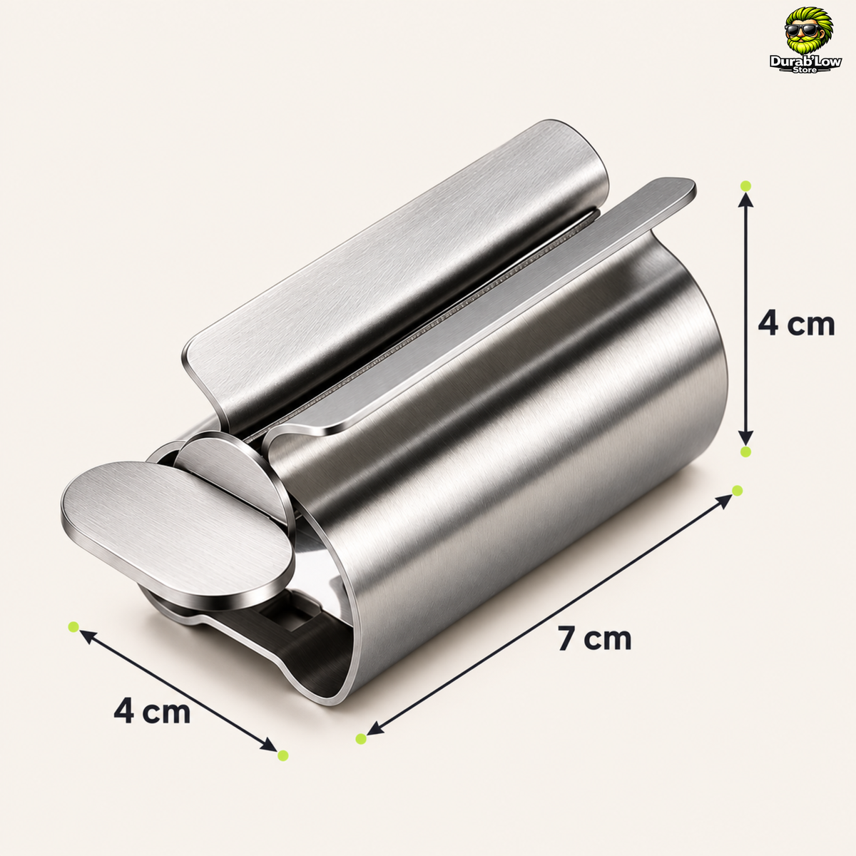 Gros plan sur un  presse-tube avec ses dimensions en cm.