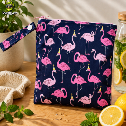 Sac alimentaire réutilisable 18x18cm motif flamant rose