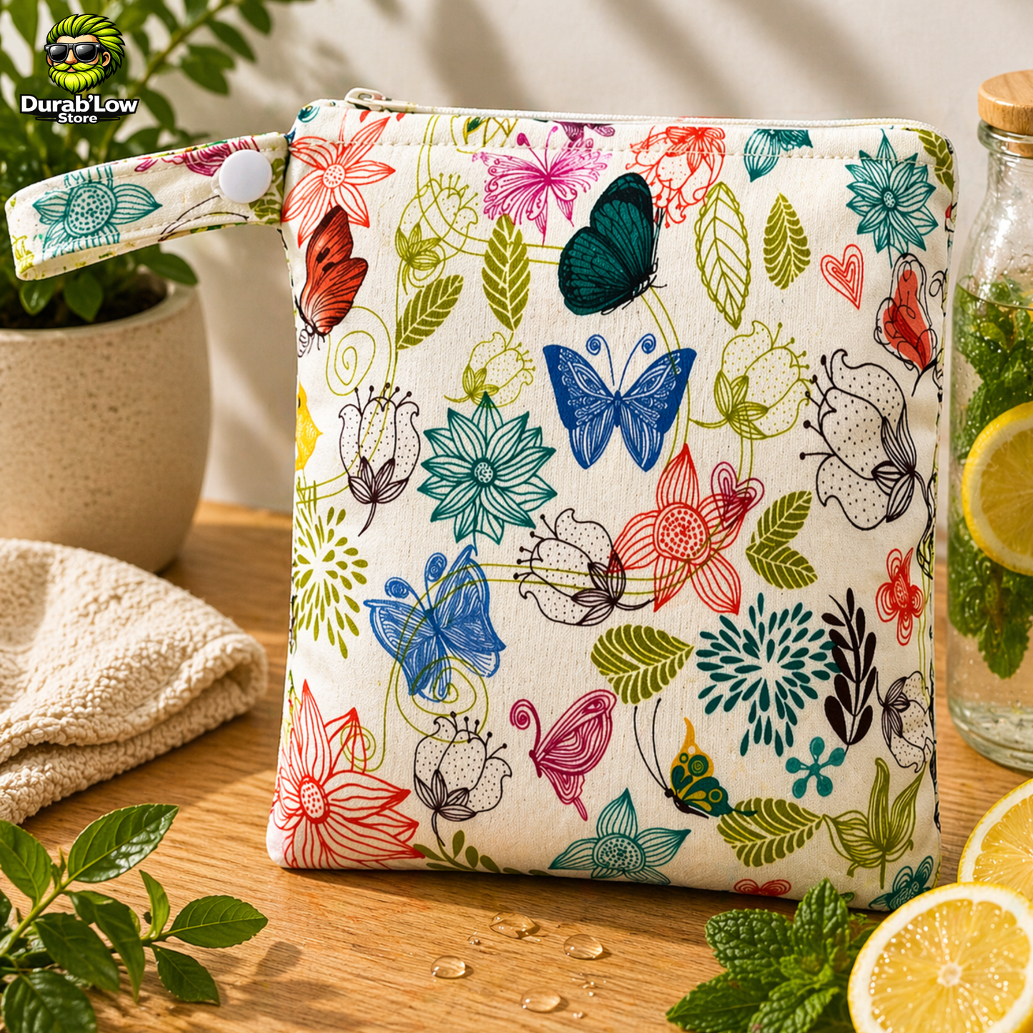 Sac alimentaire réutilisable 18x18cm motif papillon