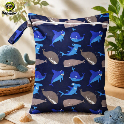 Sac alimentaire réutilisable 30x40cm motif baleines et requins
