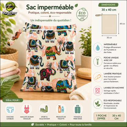 Sac alimentaire réutilisable 30x40cm motif éléphant