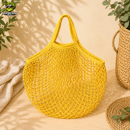 Sac filet épicerie réutilisable coton coloris jaune