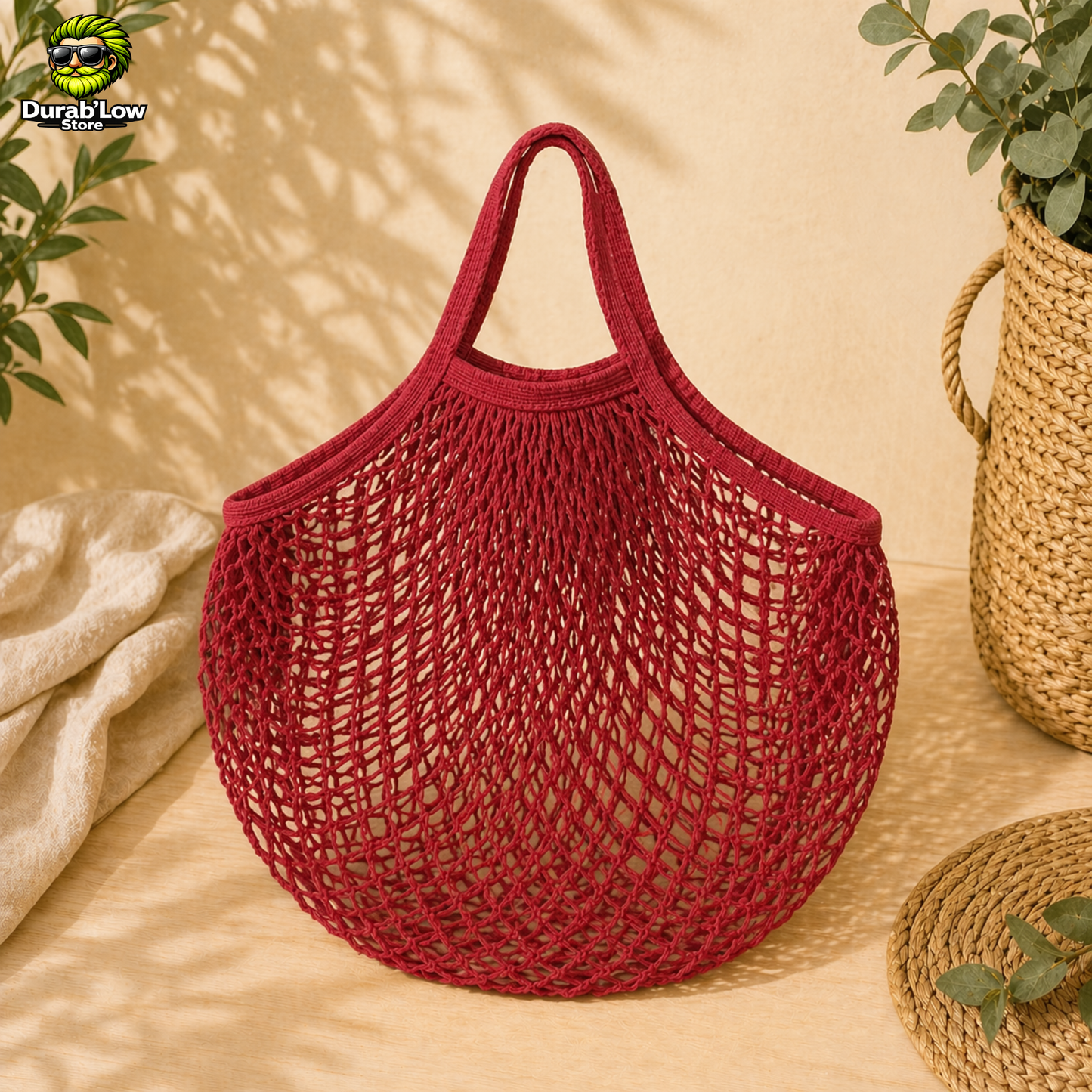 Sac filet épicerie réutilisable coton coloris bleu