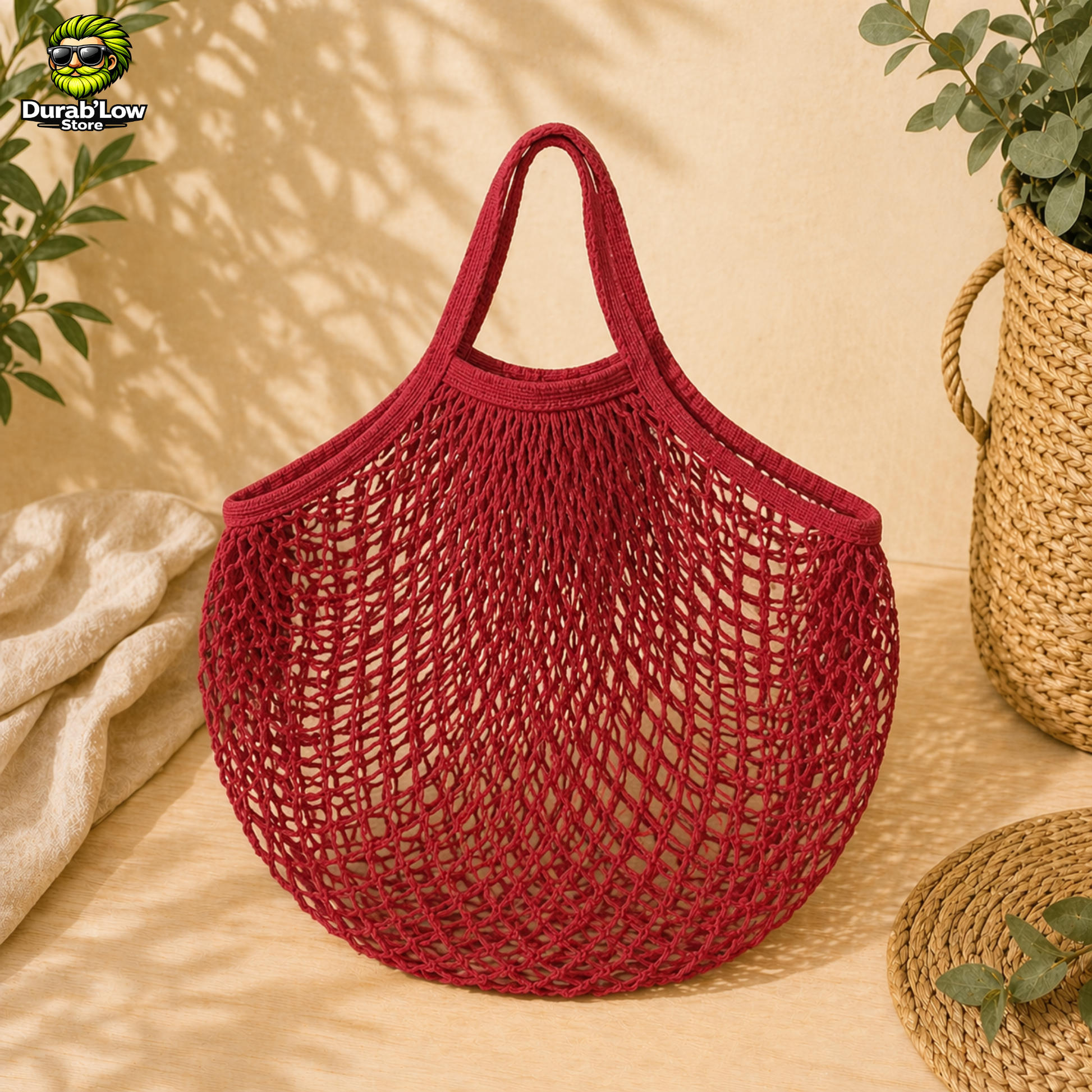 Sac filet épicerie réutilisable coton coloris bleu