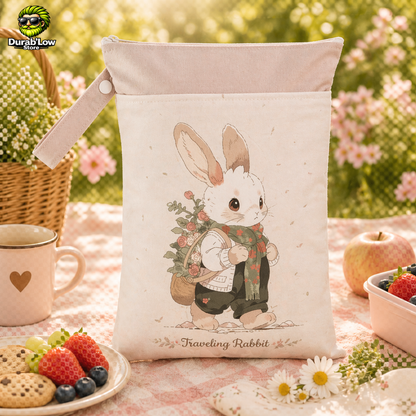 Sac goûter réutilisable enfant motif lapin randonneur