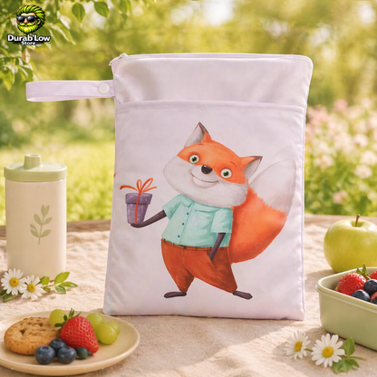 Sac goûter réutilisable enfant motif renard