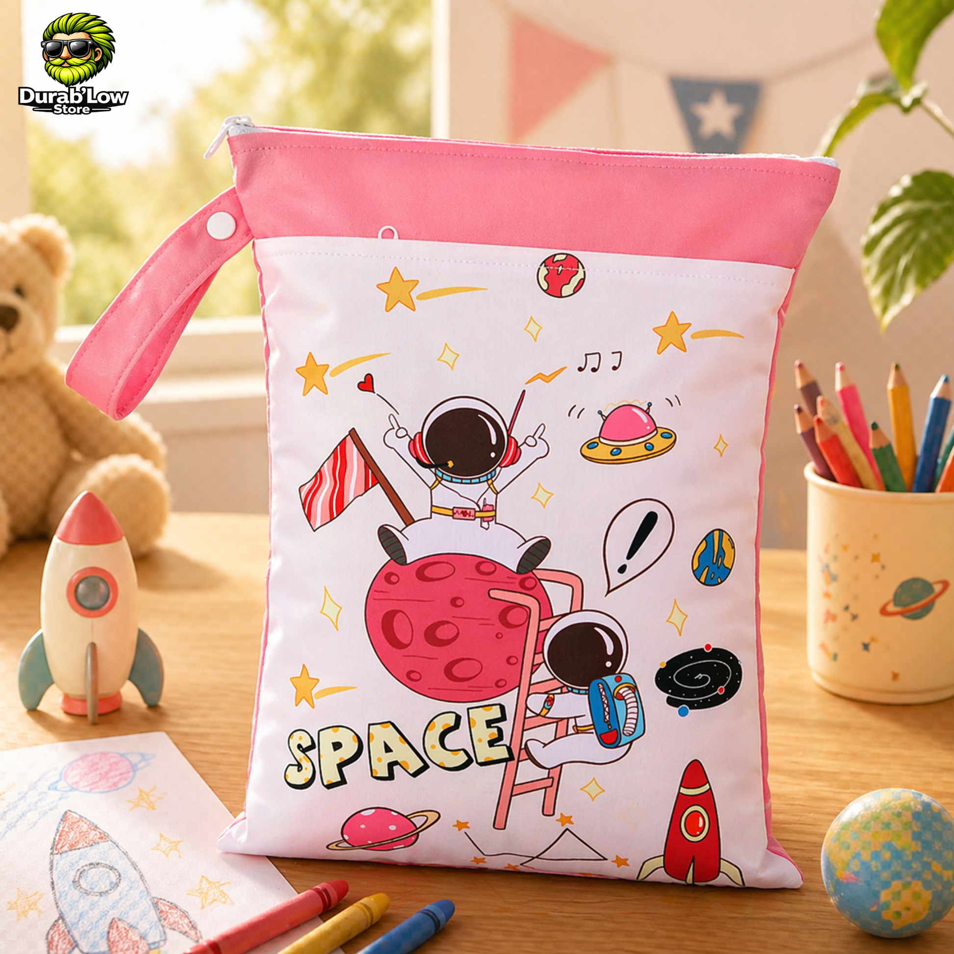 Sac goûter réutilisable enfant motif astronaute