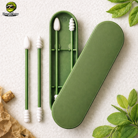Set coton-tige réutilisable silicone avec boîtier de rangement
