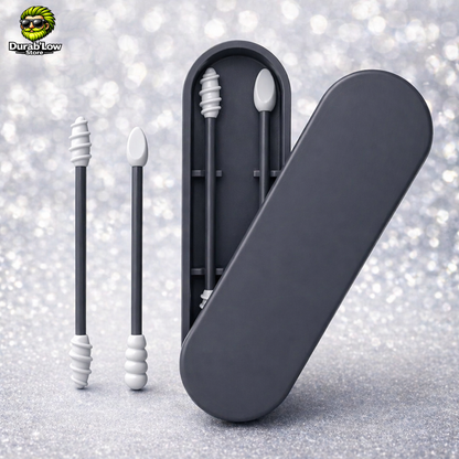Set coton-tige réutilisable silicone coloris noir