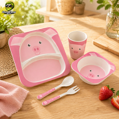 Set vaisselle enfant bambou motif cochon
