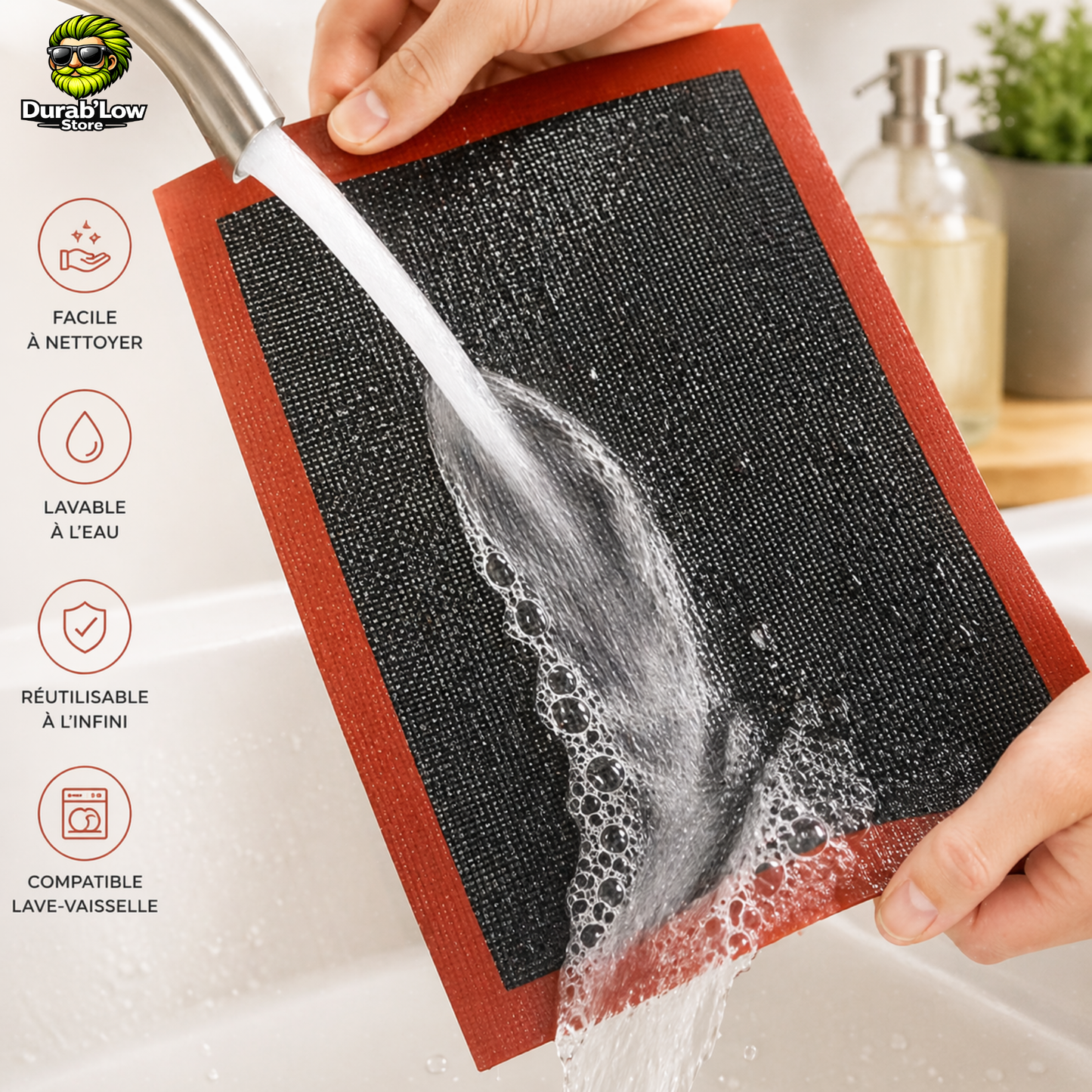 Tapis de cuisson réutilisable silicone lavable au lave-vaisselle